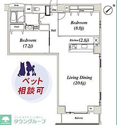 コートヒルズ高輪 2LDKの間取図画像