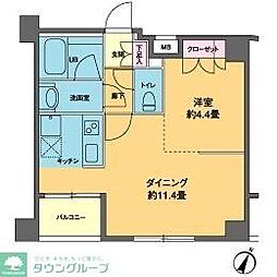 カスタリア南麻布 1LDKの間取図画像