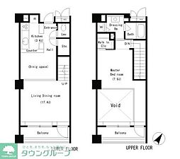 パークアクシス南麻布 2階1LDKの間取り