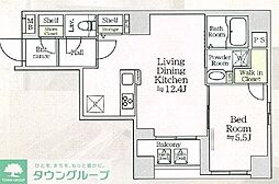 アイルプレミアム月島 4階1LDKの間取り