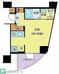 クレヴィスタ武蔵小山 6階ワンルームの間取り