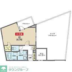 アズ大井町レジデンス 4階ワンルームの間取り