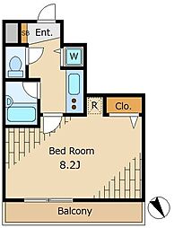 グランド・ガーラ麻布十番 5階1Kの間取り
