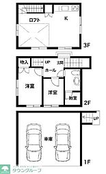 白金台4丁目戸建 3階2LDKの間取り