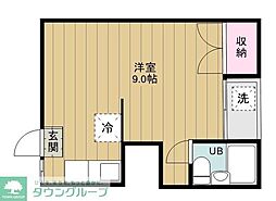 グリュックブルグ 1階ワンルームの間取り
