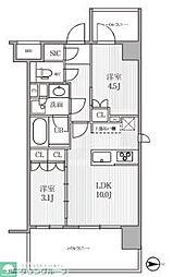シーズンフラッツ木場 3階2LDKの間取り