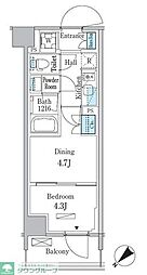 パークアクシス品川南大井パークフロント 2階1DKの間取り