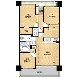 「ペット飼育可能」セレッソコート加古川ブライトシティ 504 3LDKの間取り