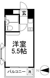 河本マンション ワンルームの間取図画像