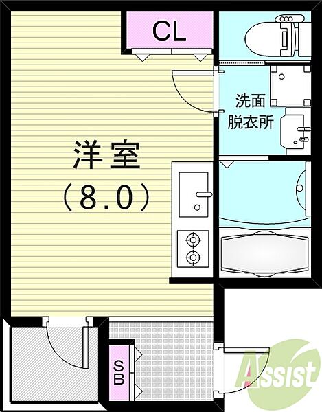 スタインウェイ ｜兵庫県尼崎市南武庫之荘1丁目(賃貸マンション1R・2階・22.68㎡)の写真 その2