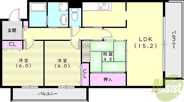 アルデール・カサ ｜兵庫県尼崎市富松町3丁目(賃貸マンション3LDK・2階・74.62㎡)の写真 その2