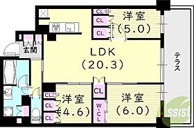 プラウド西宮北口  ｜ 兵庫県西宮市田代町17-11（賃貸マンション3LDK・1階・81.91㎡） その2