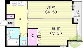 アーク武庫之荘NO5  ｜ 兵庫県尼崎市武庫之荘本町2丁目4-10（賃貸マンション2K・2階・30.12㎡） その2