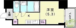フォーリアライズ昭和南通1 1Kの間取図画像