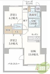 ティマー・レジデンシィ塚口 3階2LDKの間取り