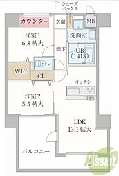 ティマー・レジデンシィ塚口 7階2LDKの間取り