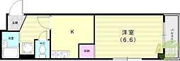 ルミナリー武庫之荘 2階1Kの間取り