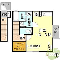 すみれハウス 2階ワンルームの間取り
