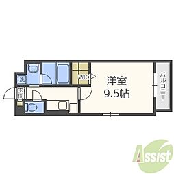アルバ立花 1Kの間取図画像