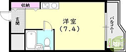 キューブ北武庫之荘2 ワンルームの間取図画像