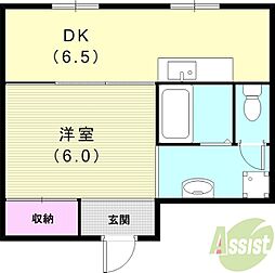 ペディハイツ塚口 1DKの間取図画像