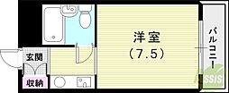 ジョイフル武庫之荘1 1Kの間取図画像