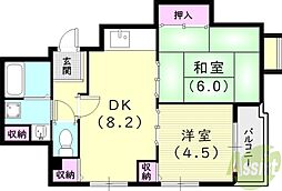 エスポワール武庫之荘2 2DKの間取図画像
