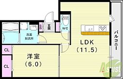 フォルトゥーナ 1LDKの間取図画像