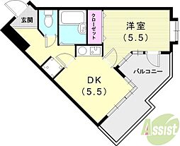 OSビル 1DKの間取図画像