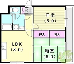 第二グリーンハイツ 2LDKの間取図画像