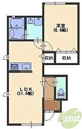 グランツ松下 1LDKの間取図画像
