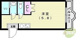 アメニティーハイツ上ケ原弐番館 1Kの間取図画像