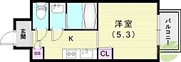 フォーリアライズ昭和南通1 1Kの間取図画像
