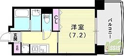 クレリジェール 1Kの間取図画像