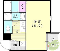 ラ・フォルム西宮北口 1Kの間取図画像