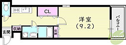 ベルエアー江上 1Kの間取図画像