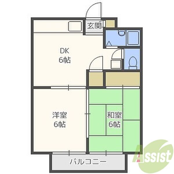 サニーハイツ ｜兵庫県尼崎市武庫之荘9丁目(賃貸マンション2DK・3階・40.00㎡)の写真 その2