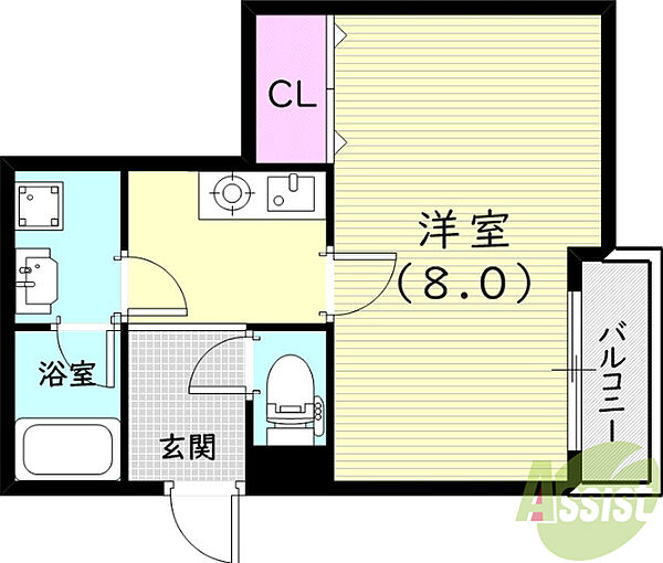 アクシア上ヶ原山手町 ｜兵庫県西宮市上ケ原山手町(賃貸アパート1K・2階・26.46㎡)の写真 その2