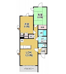 ラビットハイツ93 2LDKの間取図画像