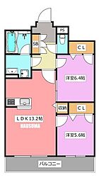 SERDINA（セルディーナ） 2階2LDKの間取り