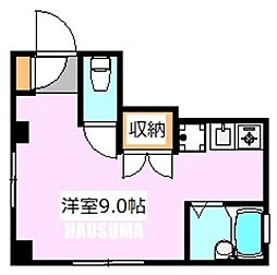 中村ハイム 1階ワンルームの間取り