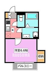 ローラン 1Kの間取図画像