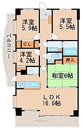 ウイングステイツ御本丸公園 4LDKの間取図画像