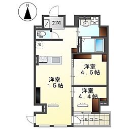 宇都宮市東宿郷5丁目マンション 2LDKの間取図画像