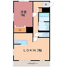 ガウディウムサカモト2 1LDKの間取図画像