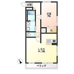 ガウディウムサカモト2 1LDKの間取図画像