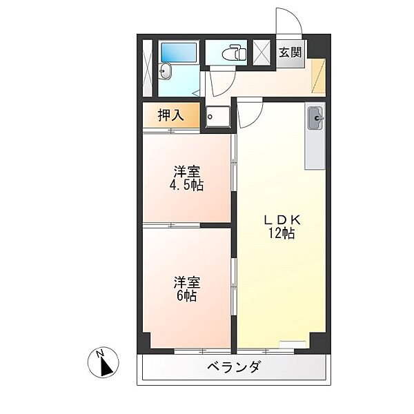 竹林マンションII 308｜栃木県宇都宮市竹林町(賃貸マンション2LDK・3階・47.44㎡)の写真 その2