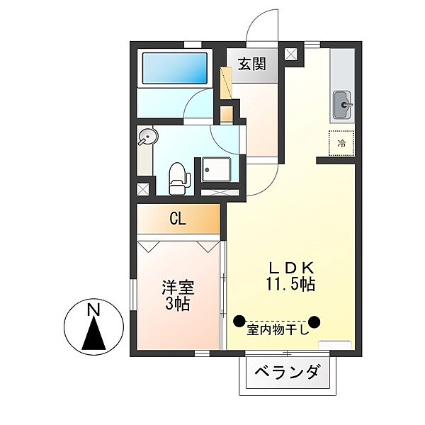 ヴォートル・メゾンC棟 203｜栃木県宇都宮市平松本町(賃貸アパート1LDK・2階・37.60㎡)の写真 その2