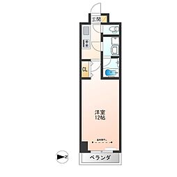 サンライズ宇都宮 5階1Kの間取り