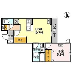 TORISIAS宿郷 2階1LDKの間取り